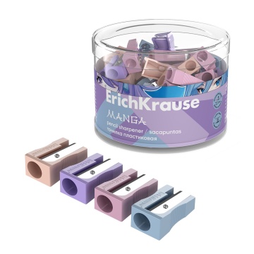 Точилка пластиковая ErichKrause Лёгкая заточка, Аниме, ассорти (в тубусе по 60 шт)