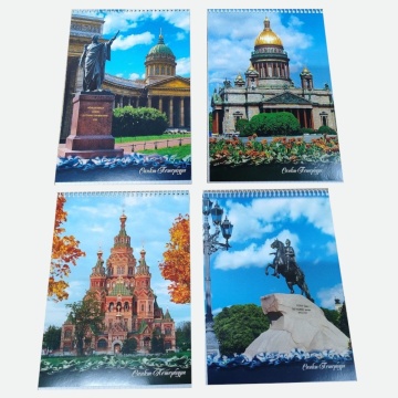 Блокнот А5  60л гребень "Санкт-Петербург" клетка, мел.обл.