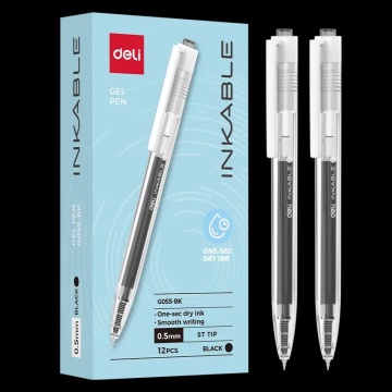 Ручка гелевая  Deli автомат "INKABLE" черная, 0,5мм