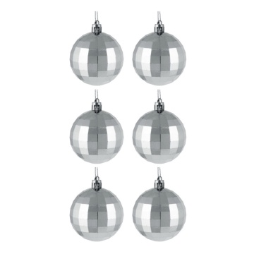Набор елочных шаров 6 см, 6 шт., серебро, пластик