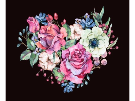Картина по номерам на холсте 30*40см "Сердце из цветов"