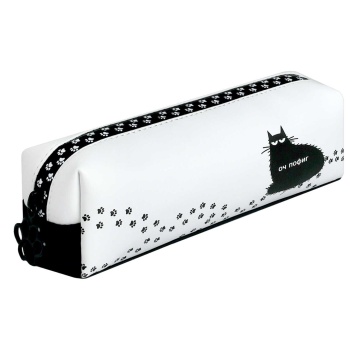 Пенал-косметичка (195*55*60) молния, кожзам "Оч пофиг кот" цифровая печать