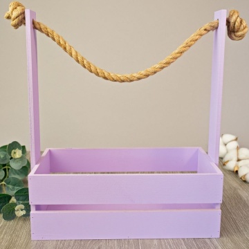 Кашпо деревянное 25*15*30см, с ручкой, цвет сирень
