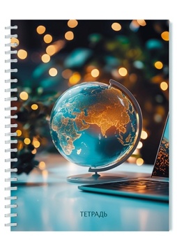 Тетрадь А5  40л ЛИН. гребень Апплика "Глобус" БЕЗ ПОЛЕЙ