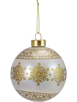 Ёлочный шар 8 см "Золотистые снежинки" стекло