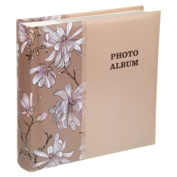 Фотоальбом 200 фото 10*15см Цветы, бум.карм.с мемо, книжн. пер-т