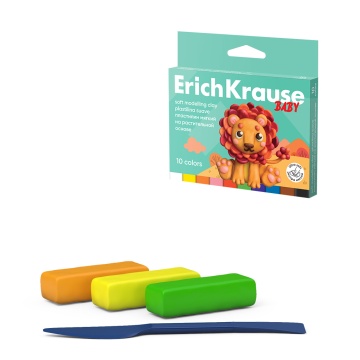 Пластилин 10цв 150гр. Erich Krause Baby на растительной основе с Алоэ Вера, мягкий