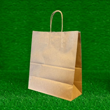 Пакет подар. бумажн. 25*22*12 см, 90 гр/м2  крафт без рисунка, крученые ручки