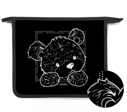 Папка д/тетрад. А5 (240*205*40) 1отд. молния сверху, пластик, фольга "Славный мишка"