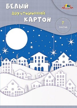 Картон белый А4  7л. мелов., двустор., пл. 200 гр/м2 "Зимний город", в папке