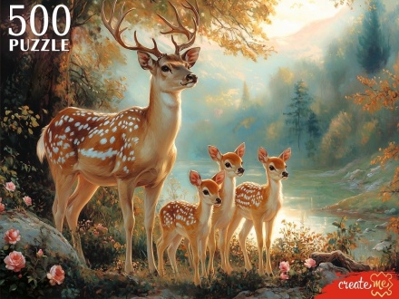 Пазлы 500 элементов 480*330мм. "Олени у озера"