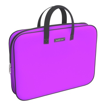 Папка текстильная на молнии ErichKrause с ручками Неон Фиолетовый, A4+