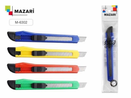 Нож канцелярский, ширина лезвия 10 мм, эргономичная форма ручки, ОПП- упаковка с европодвесом