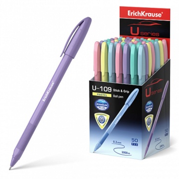 Ручка шар. ЕК ULTRA GLIDE U-109 Pastel Stick & Grip U-109 синяя, 1мм, цветной.корп.