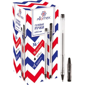 Ручка гелевая Attomex 0,5мм, прозрачный корп., черная