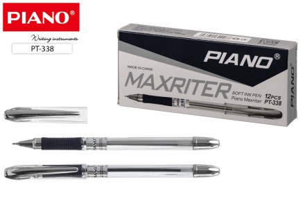 Ручка шариковая, на масляной основе. "Piano Maxriter". Прозрачн.корпус, игольч.наконечник, 0,5 мм. Чёрная