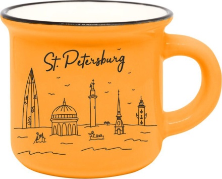 Кружка сувенирная  50мл, СПб. Потоп, оранжевый
