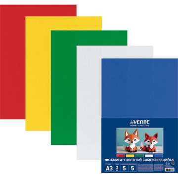 Набор фоамирана А3  5л., 5цв., 2мм на клеевой основе