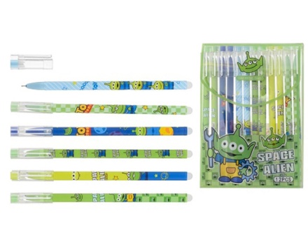 Ручка гелевая, стираемая. "Инопланетянин". Корпус цветн.с рисунком, ассорти. 0,5 мм. Синяя