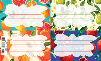 Наклейки на тетрадь 16*10см "Фрукты и ягоды"