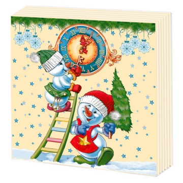 Салфетка "НГ Снеговички-Часовички" 33*33см, 20 шт., 2-х слойная