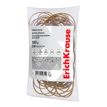 Канцелярские резинки для денег ErichKrause диаметр 40 мм, 60 мм/длина 60 мм, 100 мм, натур.цвет (в п