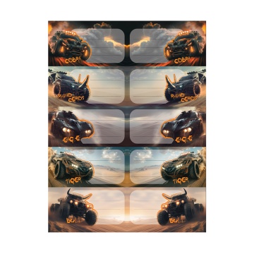 Наклейки на тетрадь ErichKrause Road Beast, 3 листа, в пакете с европодвесом