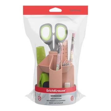 Набор настольный вращающийся пластиковый ErichKrause Mini Desk, Powder, персиковый