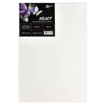 Холст на картоне 20*30 см "Феникс+. Бабочки" 100% хлопок, 280 г/м2, среднее зерно