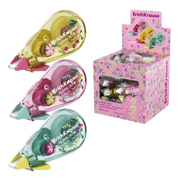 Корректирующая лента ErichKrause Floral Soul с печатью на корпусе, 5мм х 6м, ассорти (в дисплее по 2