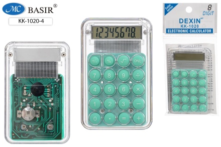 Калькулятор детский. 8-разрядный, на батарейке. 85*55*8 mm. Прозр. зелёный цвет