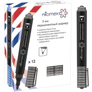 Маркер перманентный 3,0 мм  черный Attomex