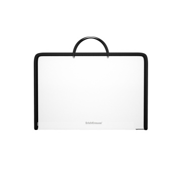 Папка на молнии пластиковая с ручками ErichKrause Diagonal Clear, с цветной молнией, A3, ассорти