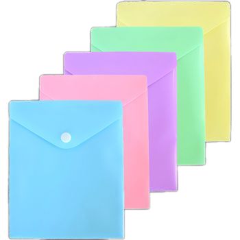 Конверт на кнопке  140*170мм Pastel 0,18мм, 5цв.