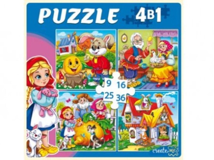 Пазлы    4в1 "Первые русские сказки" Create me 9+16+25+36 дет.