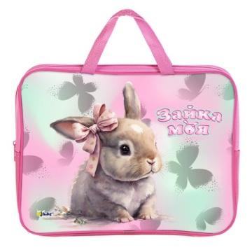 Папка для тетрадей. А4. ЗАЙКА МОЯ. Текстиль, ручка тесьма. 350*265*80 мм