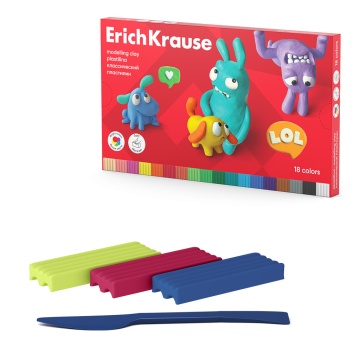 Пластилин 18цв 324гр. Erich Krause Jolly Friends со стеком