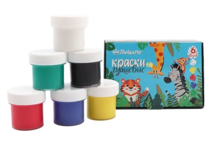 Гуашь ПандаРог "Зверята" 6 цветов по 10 мл, в картонной упаковке