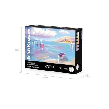 Краски акриловые ErichKrause Art Spirit Pastel 12 цветов по 20 мл (в коробке 12 шт)