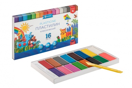 Пластилин 16цв 320гр. КЛАССИЧЕСКИЙ к/к, стек
