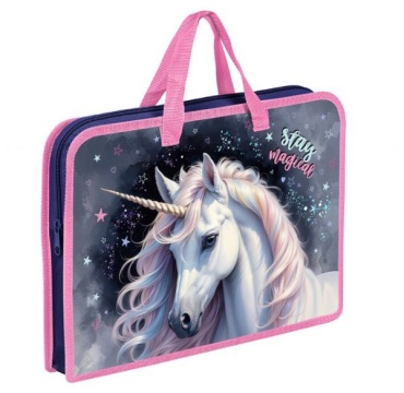 Папка для тетрадей. А4. Пластиковая, с ручками. ЗВЁЗДНЫЙ ЕДИНОРОГ