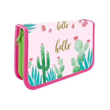 Пенал 1 отд. (190*115*30) молния, картон soft-touch "Зеленые кактусы"