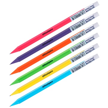 Карандаш механический OfficeSpace 0,7мм, с ластиком, ассорти(297433)