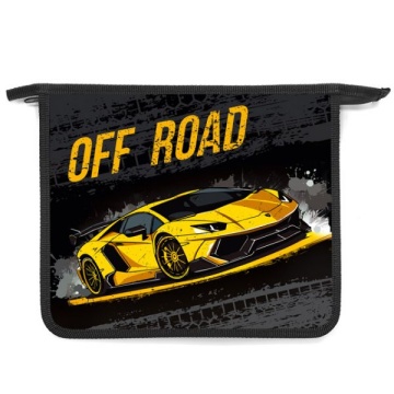 Папка д/тетрад. А5 (240*205*45) 1отд. молния сверху, пластик "Спорткар жёлтый" диз. с двух сторон