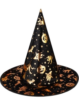 Карнавальная шляпа "Ведьмина вечеринка" черный с золотистым