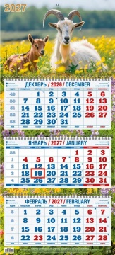 Календарь Трио  310*680мм на 2027г.  Год Козы. Вид 5