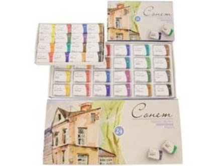 Акварельные краски худож. 24цв. Сонет, кюветы