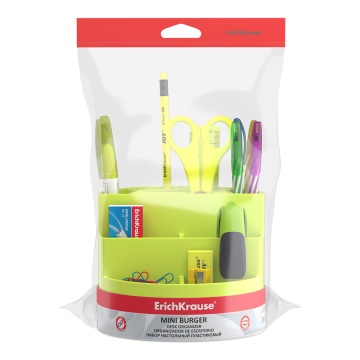 Набор настольный вращающийся пластиковый ErichKrause Mini Burger, Neon Solid, желтый