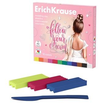 Пластилин 12цв 180гр. Erich Krause Pointes со стеком
