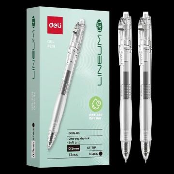 Ручка гелевая  Deli автомат "LINEUM-GEL" черная, 0,5мм, мягкий грип